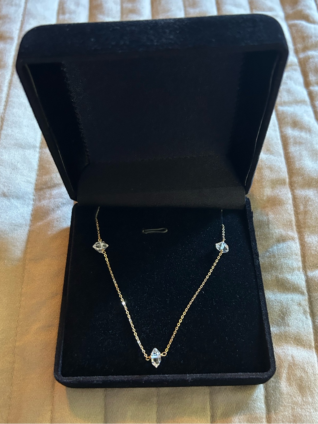Delicate Herkimer Diamond Station Necklace